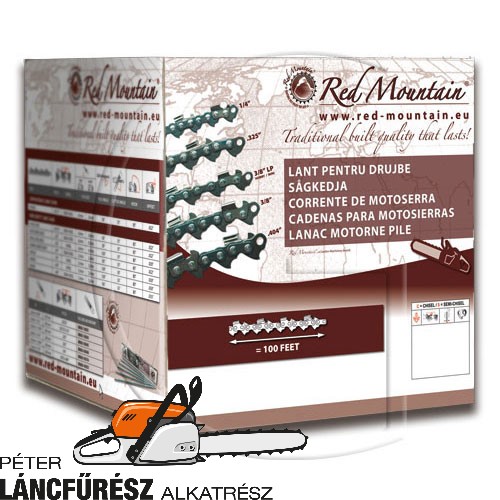 Red Mountain® lánc, L 100 láb, vastagság .058” = 1,5 mm, láncosztás 3/8” 