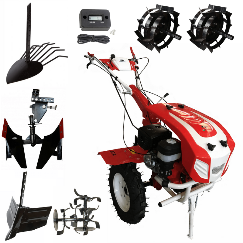 Bisonte BTA-16SG kapálógép  420ccm 16Le, Sebesség: 2 előre - 1 hátra, 2x5 kapatag, gumikerekekkel, vaskerékkel, váltvaforgatós ekével, üzemóra számlálóval, burgonya kiszedő, normál eke 