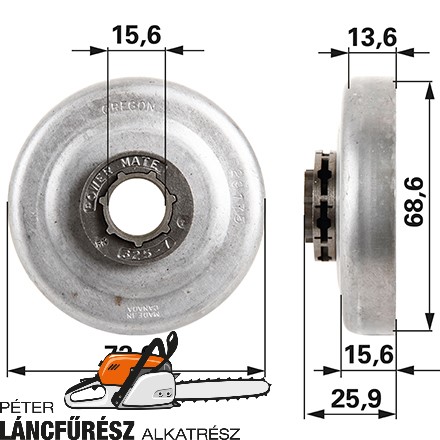 Gyűrűs lánckerék Carlton .325, 7Z, SM 7, 6-29175X