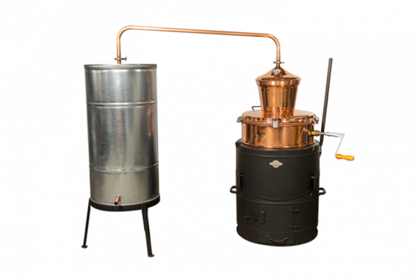 DES pálinkafőző 60 L keverővel, bilincses zárással, horg. spirálcsöves 200L-es h