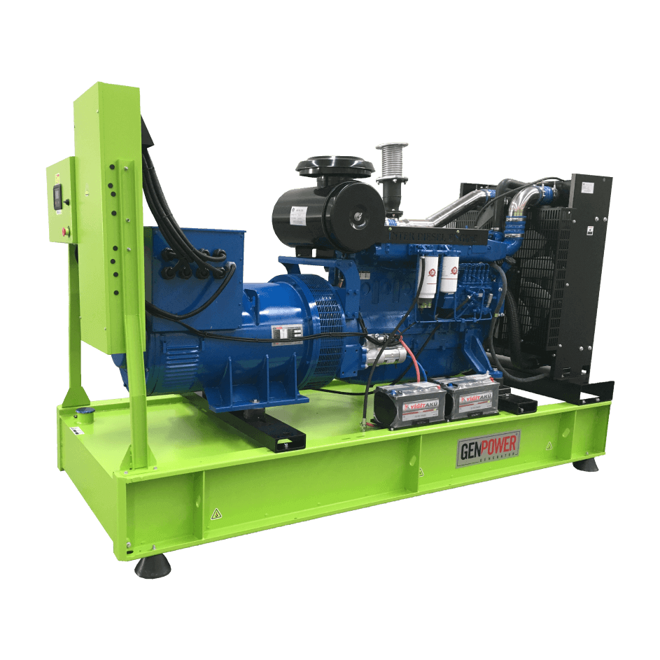 Genpower GNT 350 dízelmotoros áramfejlesztő 350 KvA, névleges teljesítmény 254,76KW burkolat nélkül