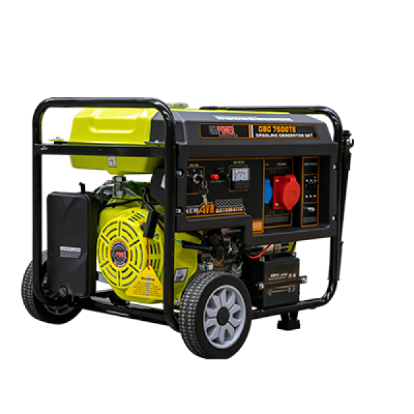 Genpower GBG 7500TE elektromos indítású, benzinmotoros áramfejlesztő 459ccm motorral, 7,5KVa 1x230V 1x400V 1x12V