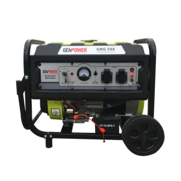 Genpower GBG 50 E, benzinmotoros, elektromos indítású áramfejlesztő 225ccm motorral 4KW 2x230V(16A) 1x12V