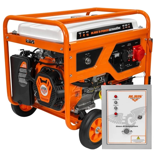 Ruris R-power GE9000RC ATS áramfejlesztő 15Le 7500W AVR 1x230V 1x400V 10,1A fázisonként - önindítós - távirányítós - Autómata indítás leállás