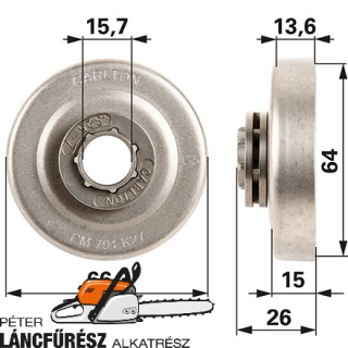 Gyűrűs lánckerék Carlton 635641X, 3/8, 7Z SM