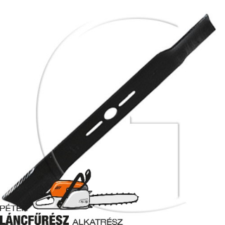 Fűnyíró kés, L 450 (18”) mm, Ø szélső furatok 9,5 x 38 mm, vastagság 4,6 mm