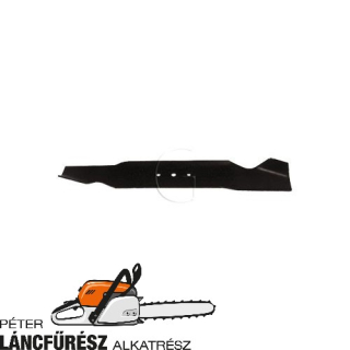 MTD 742-0473 fűnyíró kés, L 490 mm, Ø szélső furatok 7,9 mm, vastagság 3,7 mm