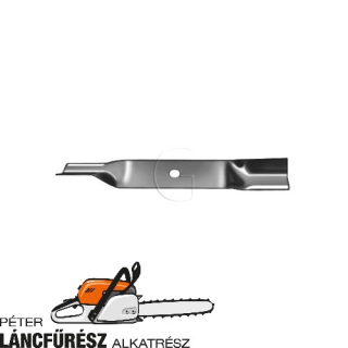 John Deere 38” cut M83459 fűnyíró kés, L 495,3 mm, vastagság 5,2 mm, W 76,2 mm