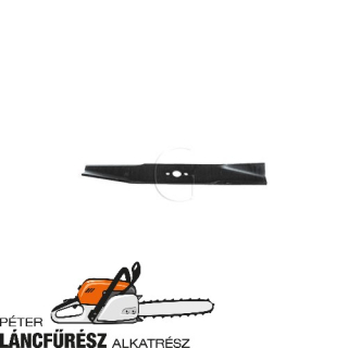 Kubota RC, 44G 70712-3433-0 fűnyíró kés, L 389 mm, Ø szélső furatok 8,4 mm