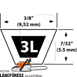 Szíj L 26” = 660,40 mm / W 3/8” = 9,52 mm / Típus 3L 