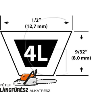 Szíj   L 91” = 2311,40 mm / W 1/2” = 12,70 mm / Típus 4L 