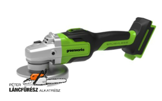 Sarokcsiszoló akkumulátoros Greenworks GD24AG 24v, szénfeke nélkül, akku és töltő nélkül